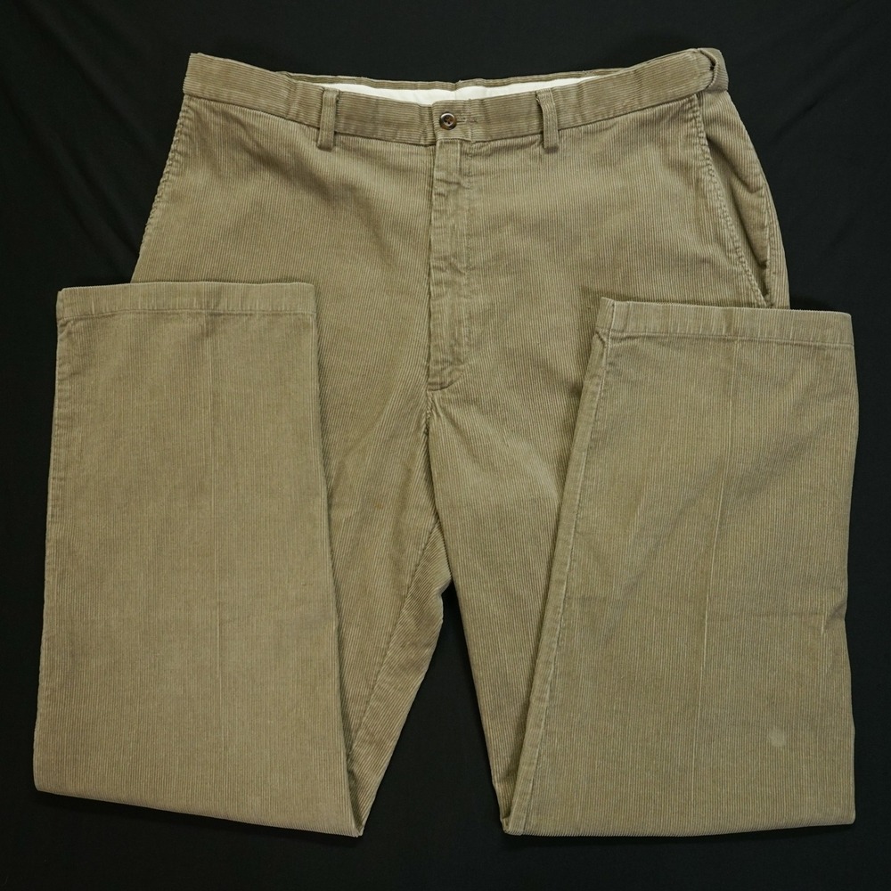 Haggar Mens Corduroy Pants 38x32 Khaki Preppy Retro Comfort Casual Fit Trousers